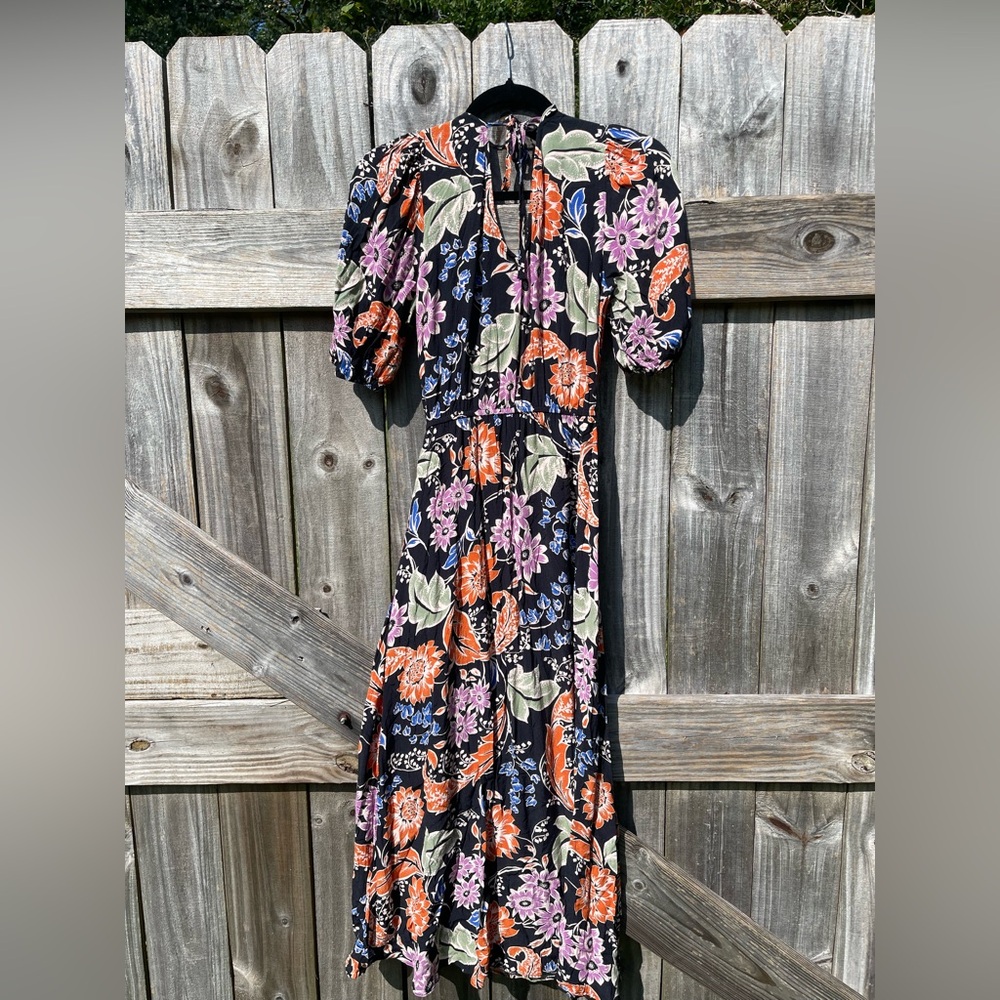 Myleene Klass Floral Black and Orange Wrap Dress Size 4 / 36 - Picture 7 of 11